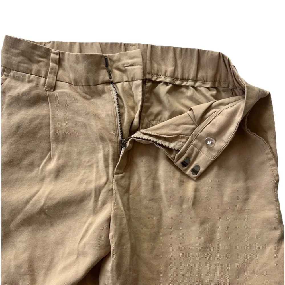 A New Day Tan Ankle Cargo Pants Women’s 4 Elastic Waist Multi Pockets Office